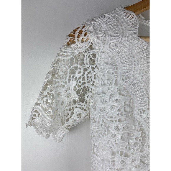 Lulus Size XS White Crochet Lace Chiffon Party Dress - Picture 4 of 6